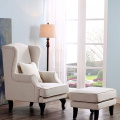 High Back Upholstered Wing Armchair With Footstool