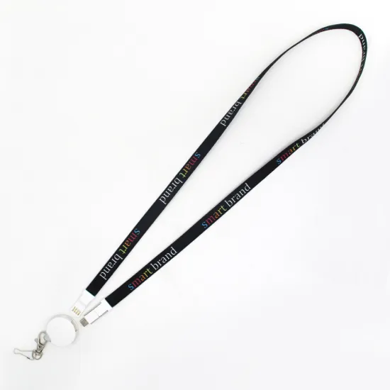 Yijiashishang Yj FASHION Promotional Gifts 3 in 1 Polyester Lanyard USB Charging Cable for iOS and Android Micro USB and USB-C