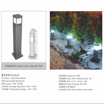 Cuboid solar garden light with 2.5w solar panel