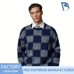 Soft Sea Mist Checkerboard Knit Sweater