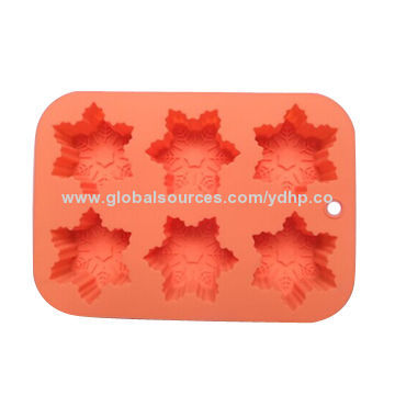 Silicone baking cake pan, 6 catives snowflake shape, LFGB/FDA standard