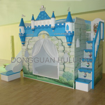 Kids colorful castle bunk bed for boys