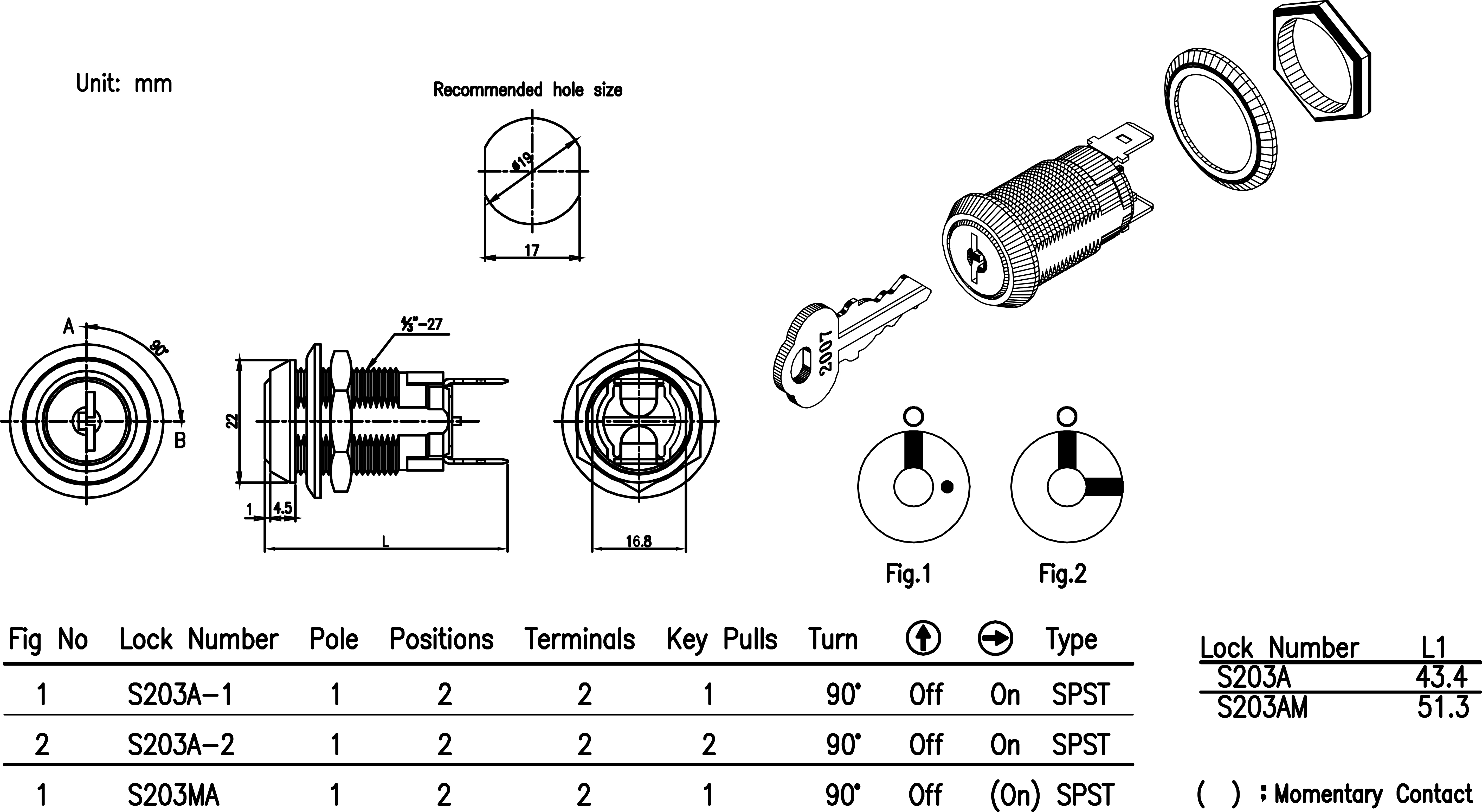 Key Lock Electrical Switches