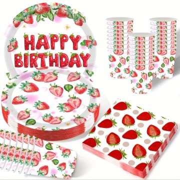 Strawberry Theme Birthday Party Supplies and Favors - Hot Sale on Party Tableware