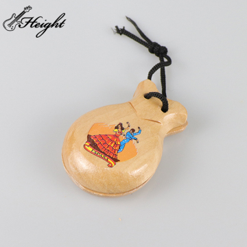 Wholesale Natural Wooden Castanets with Flower Design in Spanish Style