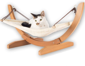 Luxury Cat Hammock: BODI Large Soft Plush Bed with Anti-Sway Wood Construction