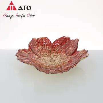 Elegant Flower Fruit Plate Glass Rose Charger Plates