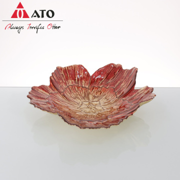 Elegant Flower Fruit Plate Glass Rose Charger Plates