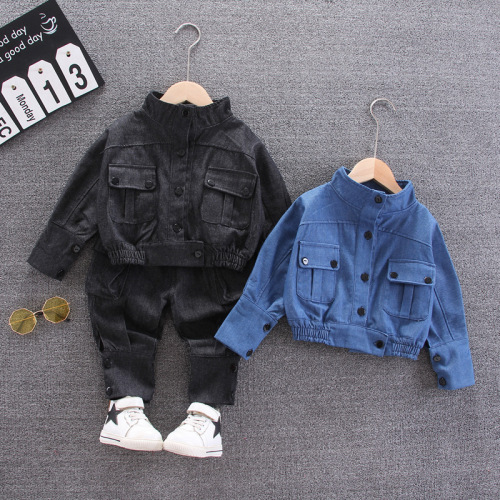 Boys Clothes Fashion Cartoon Boy Suit Set Casual Hot Sale Kids Costume Boy Clothing Set T-shit + Black Pants Children0-6year old