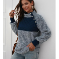 Femmes Stand Collar Patchwork Pullover