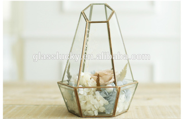 Geometric indoor plant glass terrarium wholesale container for home decor handicraft