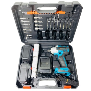 32-Piece Home Rechargeable Brushless Power Tool Kit: Industrial Grade Cordless Impact Wrench & Electric Torque Wrench with Battery
