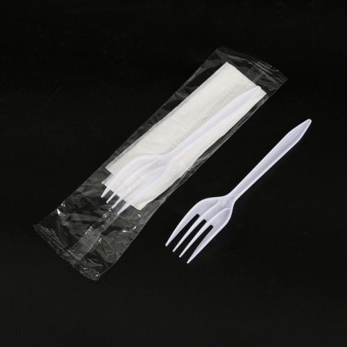 Plastic Spoons Heavy Duty White PP Cutlery Set with Tissue