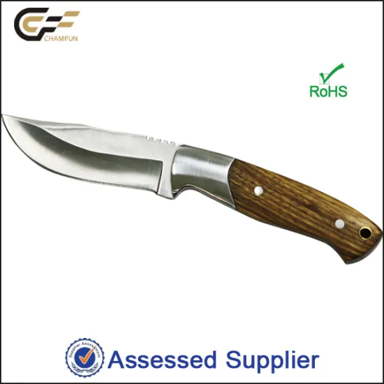 3Cr13 stainless steel 52HRc hardness outdoor fixed blade zebra wood handle hunting knife