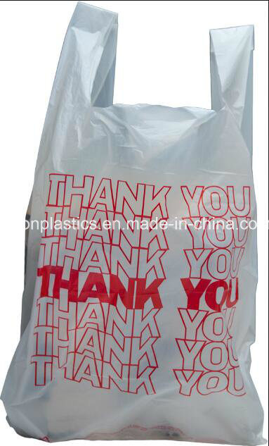 HDPE Smile Face Plastic T-Shirt Shopping Bag with Printing