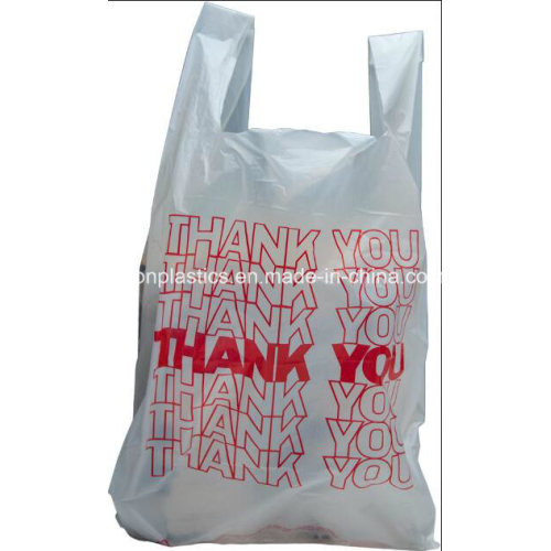 HDPE Smile Face Plastic T-Shirt Shopping Bag with Printing