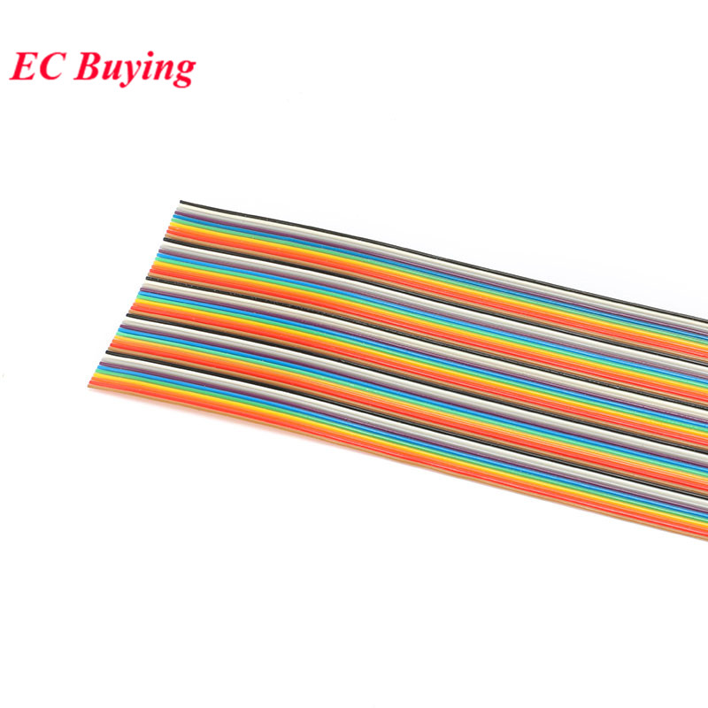 1M Flat Ribbon Cable 1.27mm Spacing Rainbow Cable Flat Color 10P 14P 16P 20P 26P 34P 40P 50P Way Pitch Wiring Wire for PCB