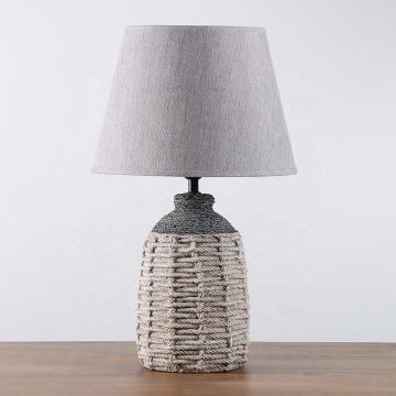 European-Style Rope Pattern Cement Table Lamp for Indoor Decor