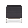 Unique Shape Stable Black Double Drawer Bedside Table