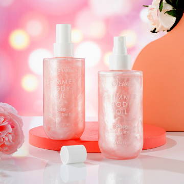 Custom Logo Luxury Shimmer Body Oil 210ml - Hydrating Rose Glow Body Spray