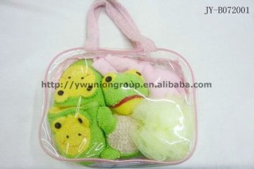 Frog Design Fiber Bathroom Set with Slipper Towel Bath Ball