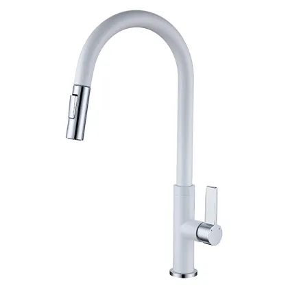 White Spray Head Kitchen Faucet
