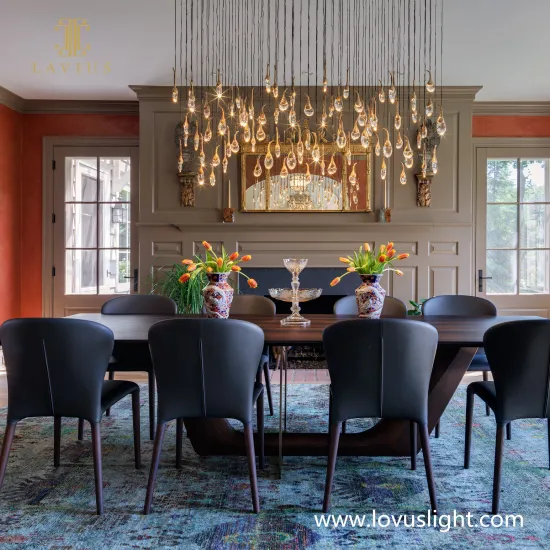 Villa restaurant kitchen personalized custom water drop shape chandelier Light luxury custom chandelier