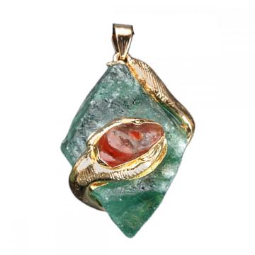 Gemstone Crystal Raw Rock Rough Irregular Shape Pendant Natural Stone Gold Plated Charm Pendant for DIY Jewelry Making