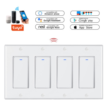 LEDEAST DS-122F 4 Gang American Remote Control Smart Home TUYA WiFi Light Switch