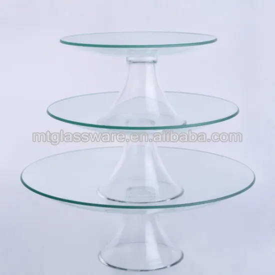 3 tiers hot bending round flat glass desert plates