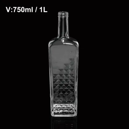 1L Square Vodka Bottle Russia Bottle Glass Vodka