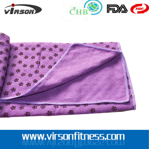 Purple Premium Yoga Mat Towel with PVC Dots