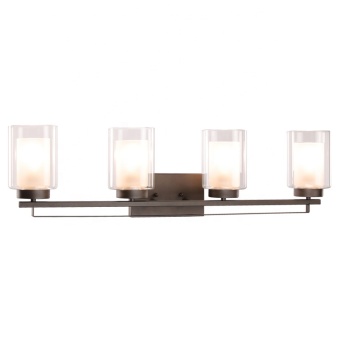 Black Sconce Wall Lights for Bathroom Vanity - Manufacturer Clear Glass 4 Light Home Interior Lighting