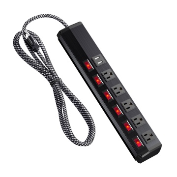 US Metal USB Power Strip with Individual Switches