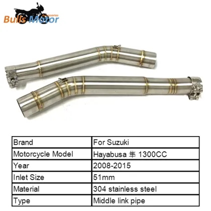 2008-2015 Hayabusa 1300CC Stainless Steel Exhaust System Middle Link Pipe Modification