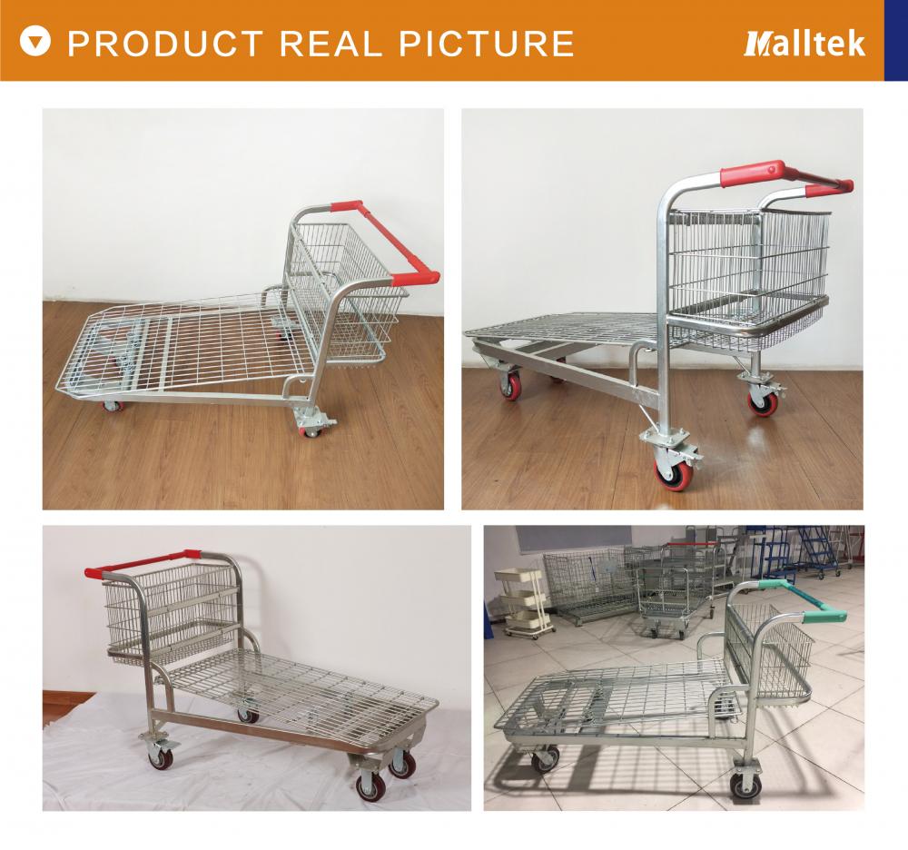 Warehouse logistics metal platform hand trolley