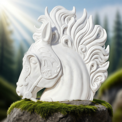 ホームオフィスのための白い大理石の馬の頭の像
