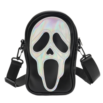 Colorful Halloween Skeleton Ghost Face Purse: Custom Cross Body Phone Bag Backpack Gift