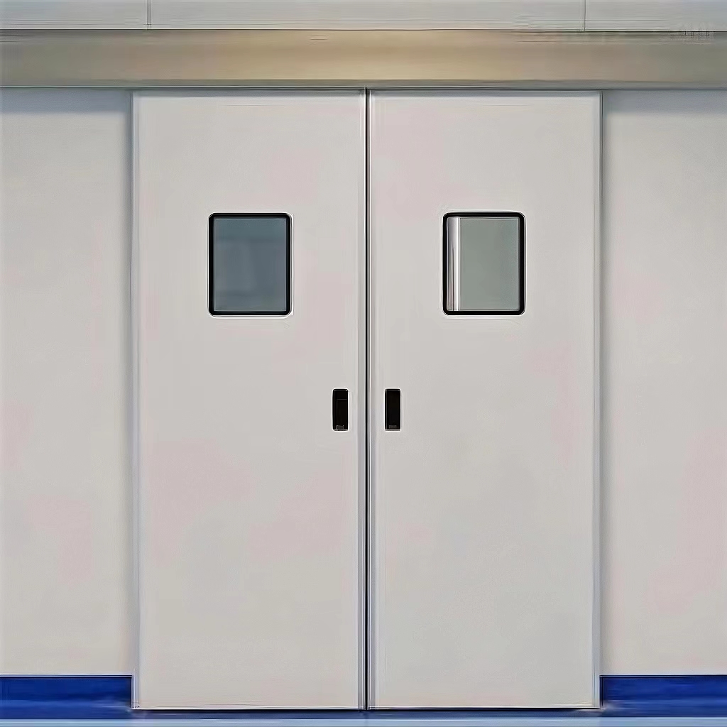 Laboratory galvanized airtight electrical sliding clean door double door1