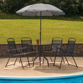 Black Cast Aluminum Outdoor Furniture Set: Balcony & Garden Chairs and Tables - 158 Sets Available