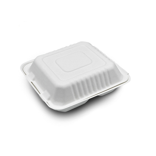 Bagasse Clamshell Hamburger Box Bagasse Lebensmittelbehälter quadratische Rechteck