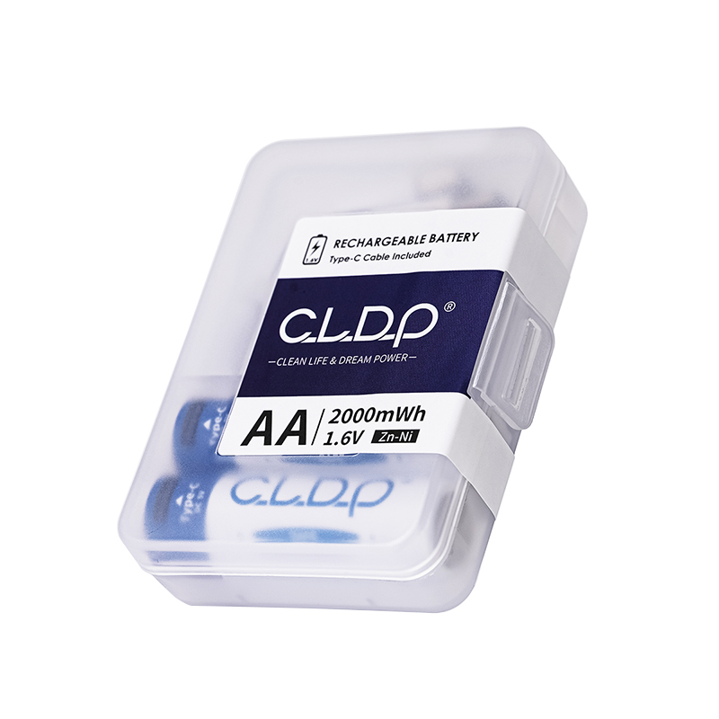 2pack CLDP Zn-Ni 1.6V 2000mWh USB AA rechargeable battery