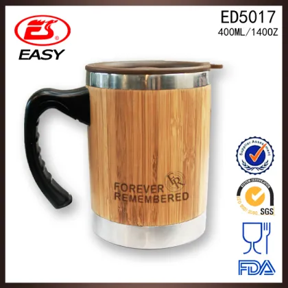 Hot Selling Bamboo Vacuum Insulated Stainless Steel Thermos Cup With engraved logo