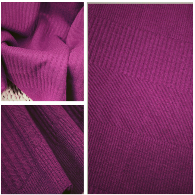 Purple Women Jacquard Double Knitting Winter Dobby Fabrics