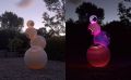2016 nuevo moderno bola hueco con luz decoración al aire libre escultura de acero inoxidable