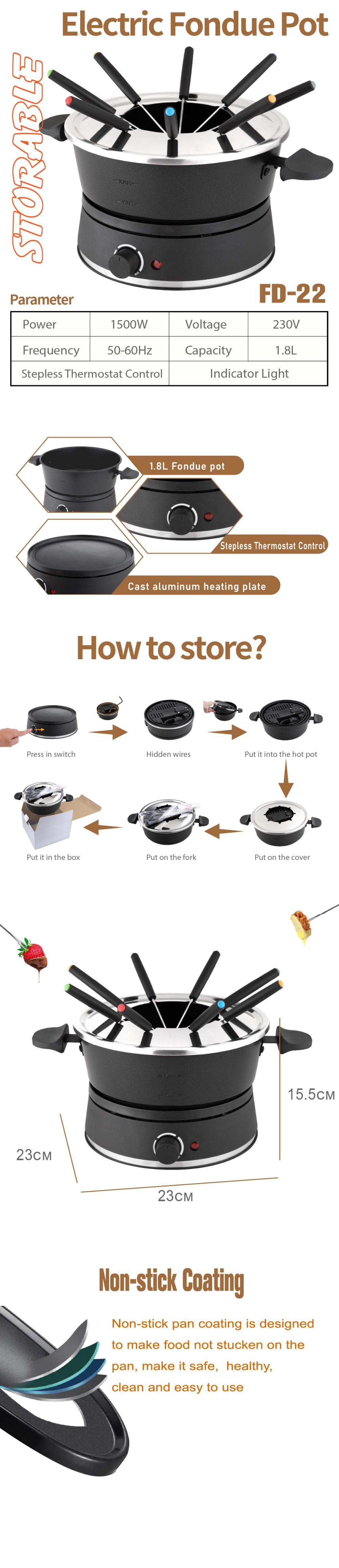Electric Fondue Pot Hot Pot Can Be Stored