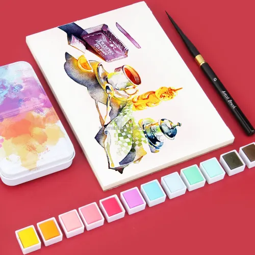 12 Farben Süßigkeiten Feststoff Aquarell Zinnbox Set