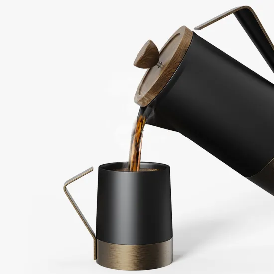 DHPO Ceramic French Press Coffee Maker - 600ml Capacity with 4 Filters