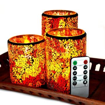 Colorful Mosaic Dancing Flame Pillar Candles