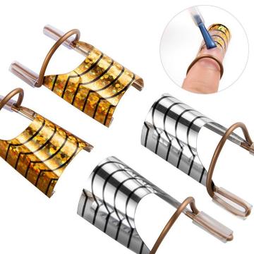 5-Piece Reusable Gold and Silver Metal Nail Form Tools for Professional Acrylic Nail Tips, Gel Polish Extensions, and Manicure Services